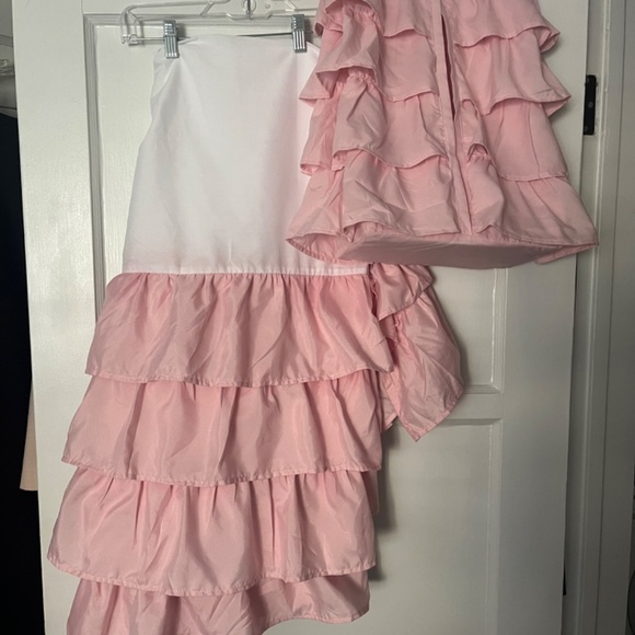 Levtex Baby pink Willow ruffled crib skirt diaper caddy - Picture 2 of 5